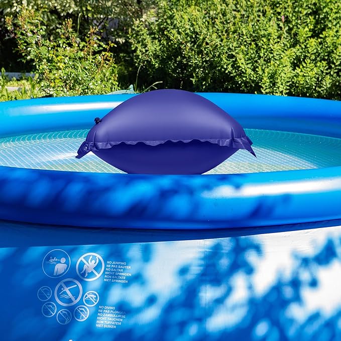 Pool Pillow for for Above Ground Pools, 4x4 Ft Pool Air Pillow for Closing Winter Pool Winterizing Kit for Ground Pool, 0.5mm PVC Material, 2X 16.5Ft Rope (Blue)