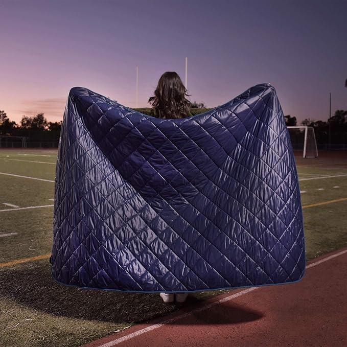 Lightspeed Outdoors Deluxe Nylon Fleece Rugged Puffy Blanket | Windproof Insulated Washable Quilted Blanket