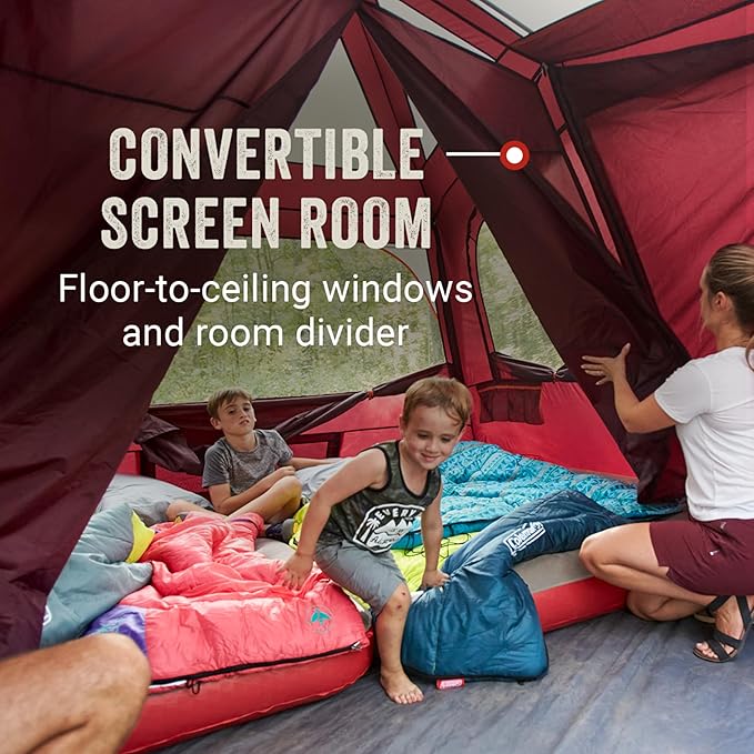Coleman Skylodge Instant Tent with Rainfly, 4/6/8 Person Family Tent Sets Up in a Minute, Includes Pre-Attached Poles & Carry Bag, Made of PFAS-Free Materials