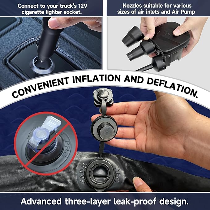 Umbrauto Air Mattress for 5.5-6.5 ft Short Bed Full-Size Trucks, Pickup Truck Airbed Mattress with Corded Electric Pump for Outdoor Travel