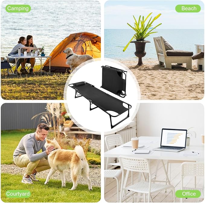 Folding Camping Cot, Heavy Duty Collapsible Foldable Camping Bed for Adults, Indoor Outdoor Portable Sleeping Cot for Hiking, Camping, Fishing，Hunting