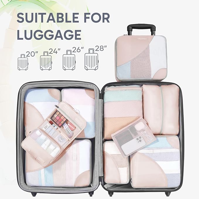 10 Set Packing Cubes for Travel, Gifts for Women Mom,Anti-Tearing Suitcase Organizer for Luggage with Shoe & Hanging Toiletry Bag,OlarHike Vacation Essentials & Accessories for Cruise Ship
