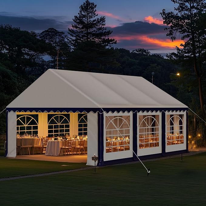 MFSTUDIO 16'x20' Party Tent, Outdoor Heavy Duty Party Tents with Removable Sidewalls, Large Canopy Tent Shelter for Outdoor Events Wedding Birthday, Blue