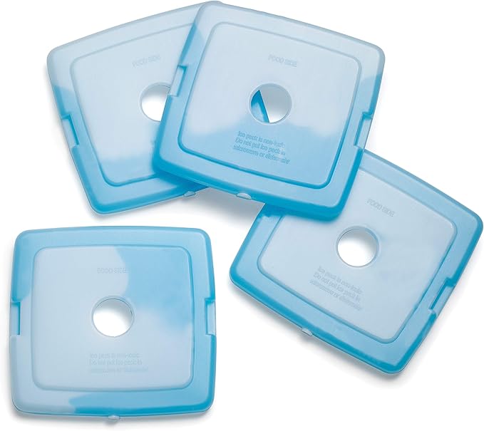 Cool Coolers by Fit & Fresh Slim Ice Packs, Quick Freeze, Space-Saving, Reusable Ice Packs for Lunch Boxes & Coolers