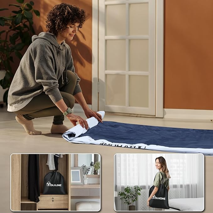 YITAHOME Queen Air Mattress with Sheet, 18 Inch Inflatable Mattress with Built-in High-Speed Pump, Carrying Bag and Patch Tools, Luxurious Elevated Inflatable Bed for Home Travelling and Camping