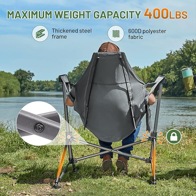 TIMBER RIDGE Hammock Camping Chair, Oversized Swinging Chair with Adjustable Back and Seat Height, Portable Folding Rocking Camping Chair for Outdoor Lawn, Backyard and Patio, Supports 400lbs