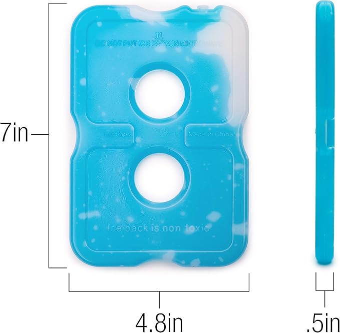 Ice Pack (Set of 5) Large Leak-Proof, Slim, Reusable, Freezer-Safe, Long-Lasting for Cooler Bags, Lunch Bags and Lunch Box. Keep Food and Drinks Cold for Hours.