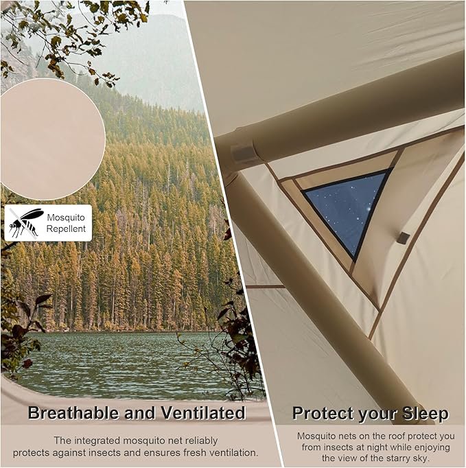 Inflatable Tents for Camping,2/4 Person Easy Setup Blow Up Tents for 4 Seasons Waterproof InflatableTent for Camping, Air Glamping Tents for Camping Adult