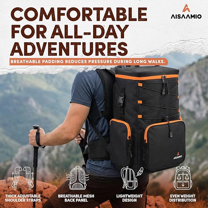 Cooler Backpack Insulated Waterproof – Backpack Coolers Insulated Leak Proof for Men & Women – 35/50 Can Ice Chest Backpack Cooler for Beach, Camping, Travel & Hiking