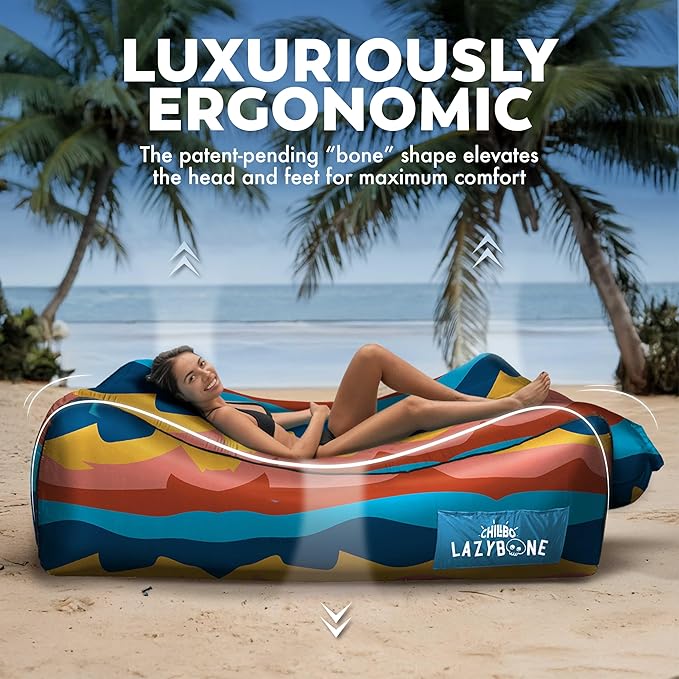 Chillbo Lazybone Inflatable Couch - Ultimate Inflatable Lounger for Maximum Chill - The Perfect Blow Up Couch for Music Festivals Or Inflatable Lounger for Camping