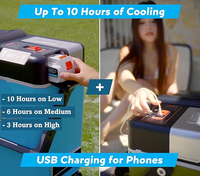 SoloKool Model V-ibe - Injection Molded Cooler, Portable Air Conditioner, & 35 Watt Bluetooth Speaker, 3-in-1 Design