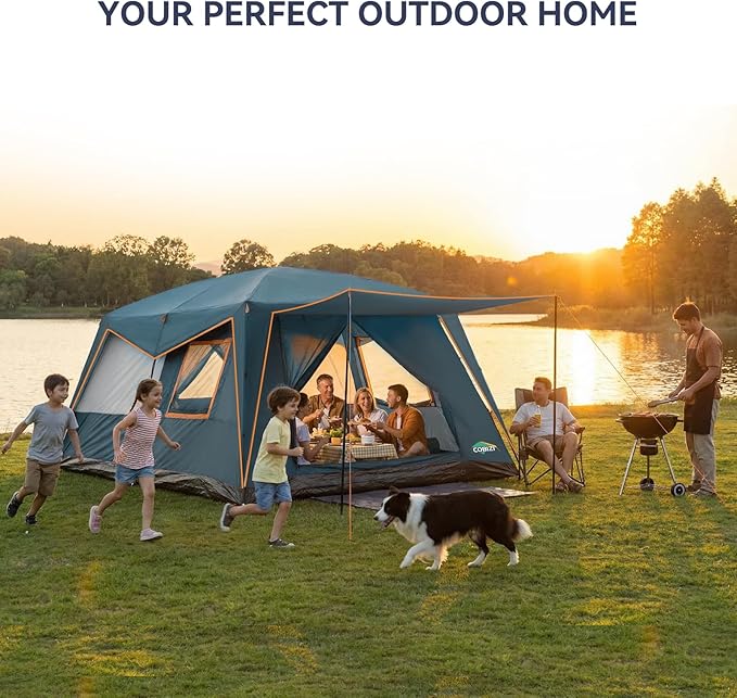 COBIZI 4-6-8-10 Person Camping Tent, Spacious Family Tents for Camping Ideal, Hiking, 3500mm Waterproof Double-Layer Windproof Tent for Hiking & Backpacking