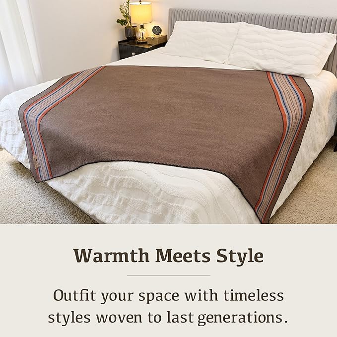 Chubbuck 100% Wool Blanket Camping (60" x 84") - Large Warm Blanket for Camping, Emergency, Outdoor Concerts and Home Use - Fire Retardant, Soft and Warm Blankets for Winter (Forest)