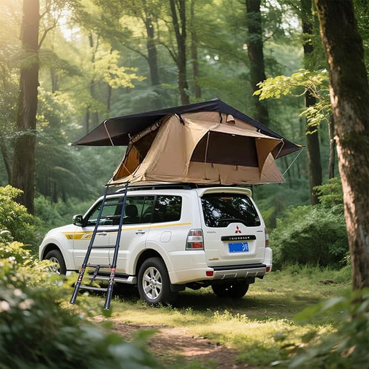 Aluminium Roof Top Tent,with Tri-Color LED Strip Light & 1.97" Thick Memory Foam Mattress,for Car Jeep SUV Truck Camping,2-3 People