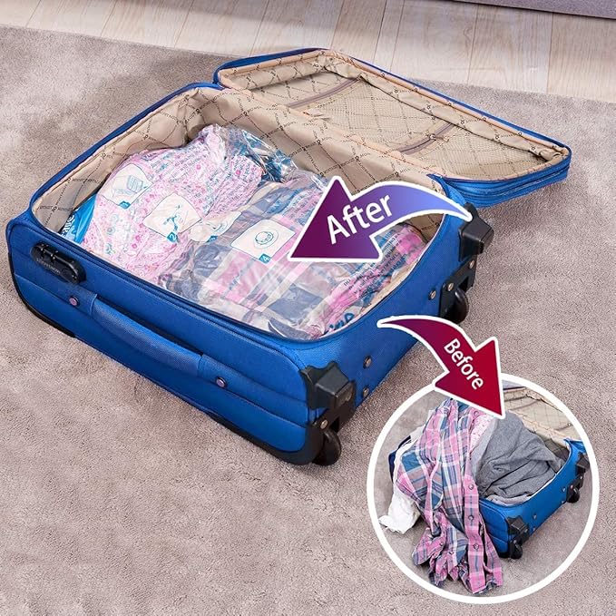 MEIQIHOME Vacuum Storage Bags, Space Saver Sealer Bags,Vacuum seal bags for clothing, Pillows, Comforters, Blankets, Bedding,Travel,10 Jumbo