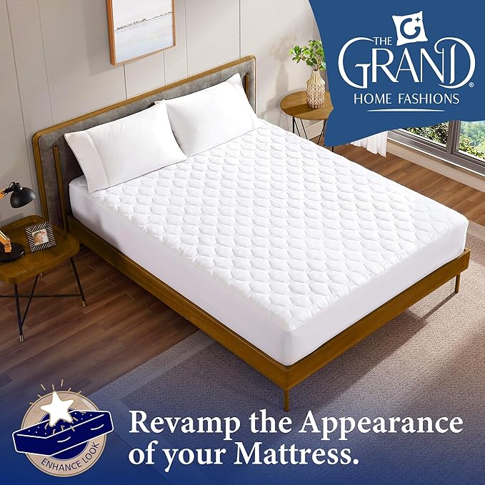 The Grand Hotel Collection Twin Size Hybrid Mattress Protector & Pad - Soft and Comfortable Bed Sheet Cover That Restores The Beauty of Your Mattress, While Protecting from Stains, Dust, and Dirt.