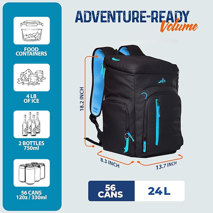 Cooler Backpack Insulated Waterproof 22 Hours Cold, Backpack Coolers Insulated Leak Proof Holds 56cans, Lightweight & Portable Ice Chest - Camping Beach, Ice Chest Cooler Leakproof