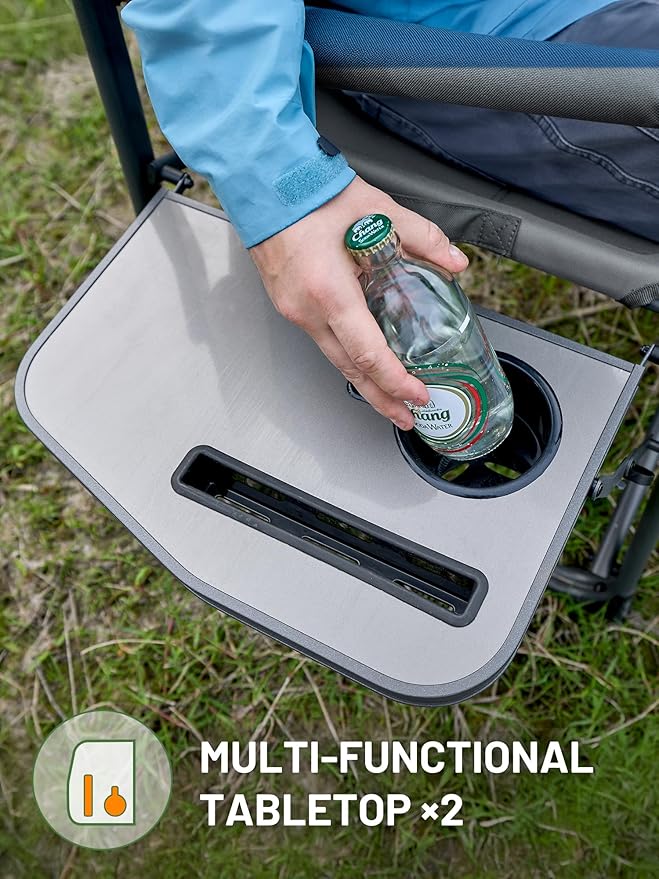 TIMBER RIDGE Double Camping Chair Portable Loveseat, Heavy Duty Folding Camp Couch 2 Person Director Chairs with Cup Holder for Outdoor Lawn Tailgates Picnic Sports Soccer Games Supports 600 lbs Grey