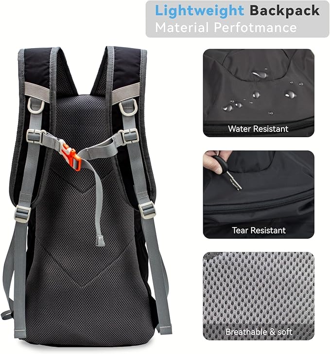 Small Lightweight Hiking Backpack，20L Foldable Hiking Daypack Cycling Hydration Backpack Travel Camping Bag