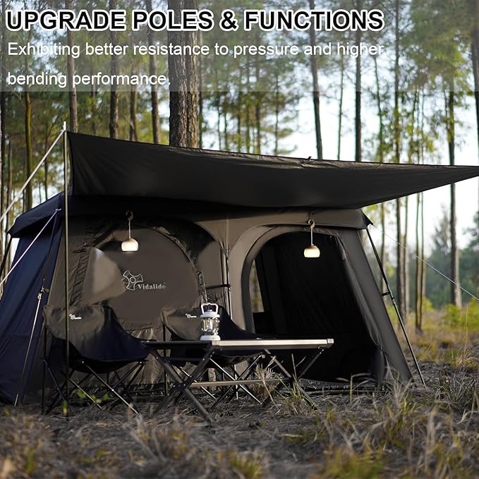 Vidalido Tents，6-8 Person Camping Tent with Extended Vestibule，2 Room Weather Resistant Family Tents，Easy Install Waterproof Outdoor Tent for Backpacking and Camping Hiking