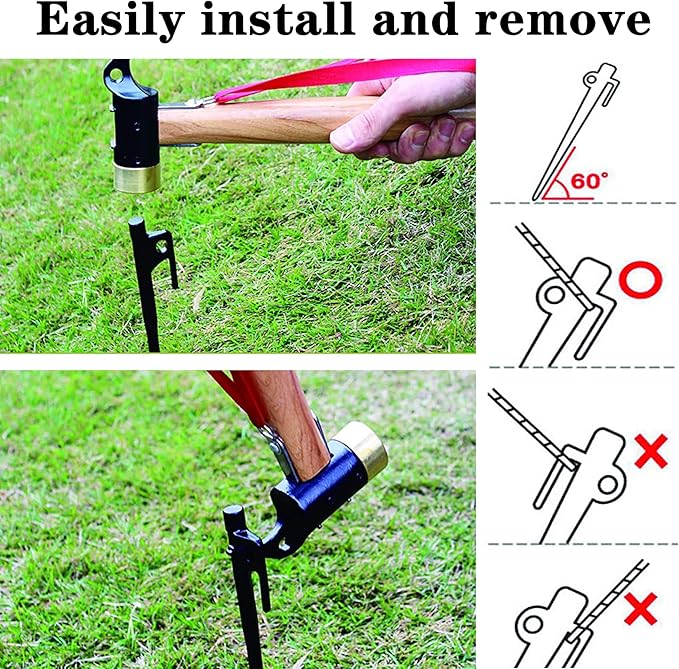 12 Pack Tent Stakes Heavy Duty, Metal Black Camping Stakes, Steel Tent Spikes, Canopy Stakes, Tent Pegs for Car Camping, Yard Decoration, Tarp, Shade Tent, Picnic