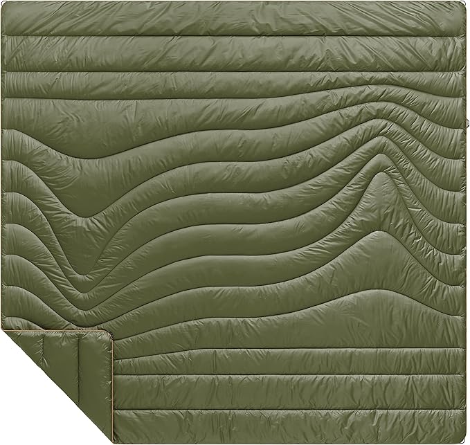 Rumpl Original Puffy Blanket - Warm Puffy Camping Blanket, 100% Recycled Polyester Insulation, Lightweight, Packable, Water-Resistant, Outdoor Puffer Blanket, 80"x84", Cypress