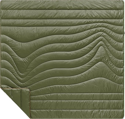 Rumpl Original Puffy Blanket - Warm Puffy Camping Blanket, 100% Recycled Polyester Insulation, Lightweight, Packable, Water-Resistant, Outdoor Puffer Blanket, 80"x84", Cypress