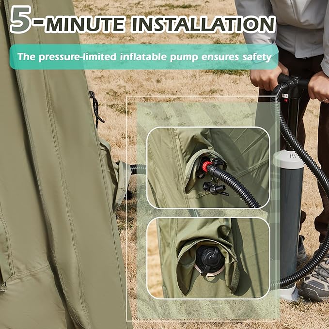 EROMMY 4/6/8/12 Person Inflatable Tent with Skylight, 4 Season Blow Up Tents with Hand Pump for Outdoor Camping & Hiking, Easy Set-up Windproof Sunproof Waterproof
