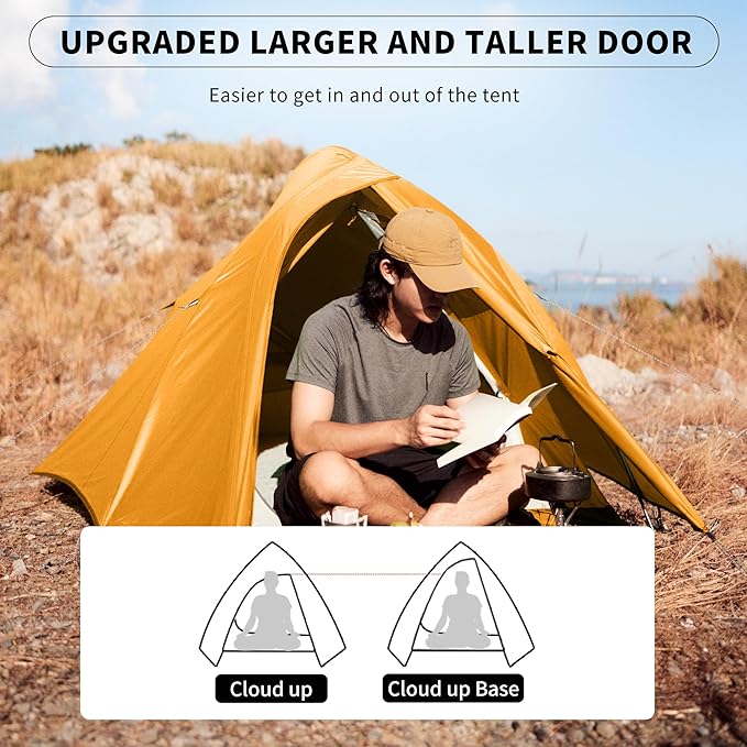 Naturehike Cloud Up 1 Person Tent, Lightweight Backpacking Tents for One Man, Waterproof Ultralight One Person Tent for Camping Hiking Backpacking
