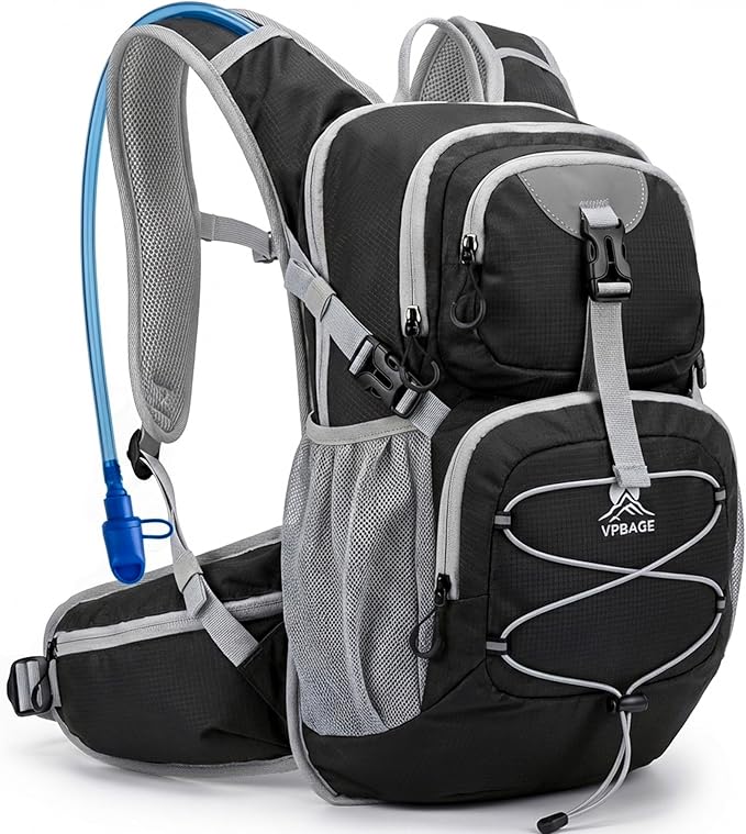 Hydration Backpack with 2L Bladder – Thermal Insulated Water Pack for Hiking, Skiing, Running – Lightweight Daypack for Men & Women, Soft-Lined Sunglasses Pocket & Large Waist Pockets