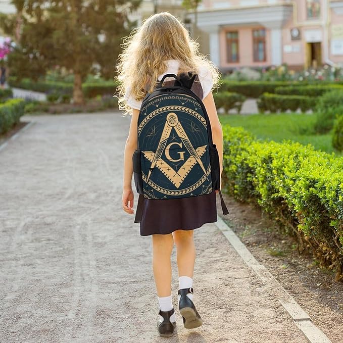 Casual Daypack Multipurpose Anti-Theft Large Capacity Carry On Bag, Gold Freemason Freemasonry Masonic Art Casual Daypack Climbing Shoulder Bag With Padded Straps