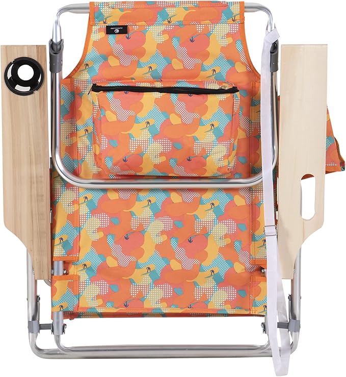 LET'S CAMP Backpack Beach Chair Set of 2, 5-Position Classic Lay Flat, Insulated Cooler Bag, Cup Holder, Storage Pouch and Tower Bar, Support 250LBS, Camo