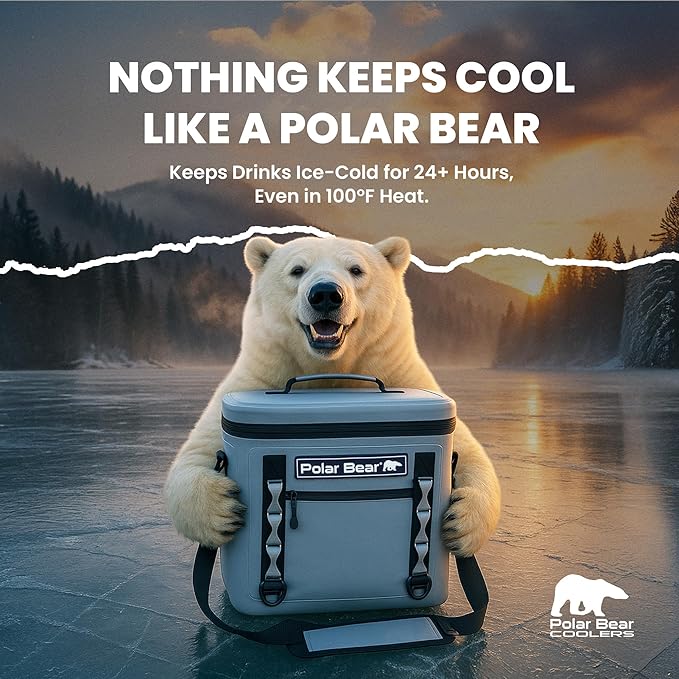 Polar Bear Coolers - Soft Topper Cooler Bag - Insulated Leak Proof Thermal Bag for Travel, Beach, or Camping - Heavy Duty & Portable - Made Waterproof - Keeps Ice up to 48 hrs