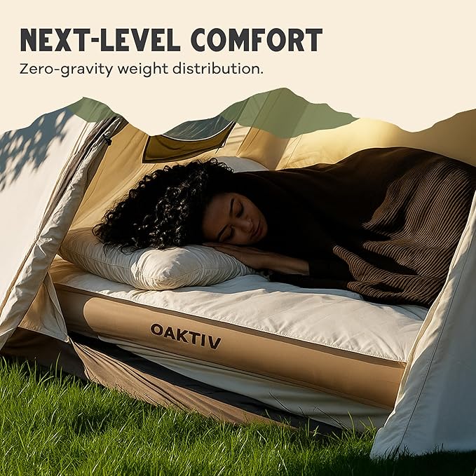 WanderMate - Self-Inflating Camping Sleeping Pad - Queen-Sized Inflatable Camping Mattress for Car, Backpacking, and Tent - Durable 4-Inch Memory Foam and Air Support - Cordless 2,500mAh Pump