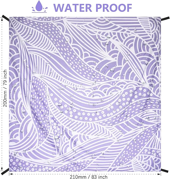 Beach Blanket Waterproof Sandproof Extra Large Beach Mat 79" X 83"/120"x108"for 1-8 Adults Quick Drying Durable Outdoor Picnic Mat for Beach Travel Camping Hiking