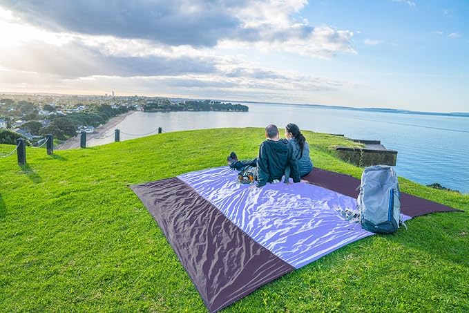 WEKAPO Beach Blanket Sandproof Waterproof, Extra Large Beach Mat, Oversized & Compact Sand Free Mat Quick Drying, Lightweight & Durable with Stakes & Corner Pockets