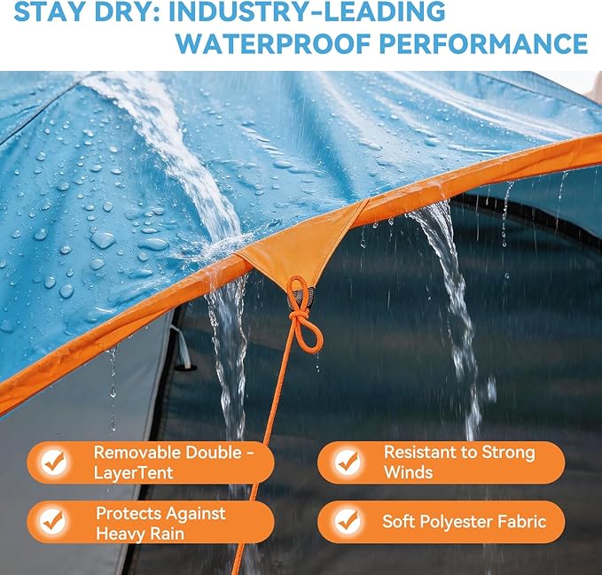 COBIZI 4-6-8-10 Person Camping Tent, Spacious Family Tents for Camping Ideal, Hiking, 3500mm Waterproof Double-Layer Windproof Tent for Hiking & Backpacking