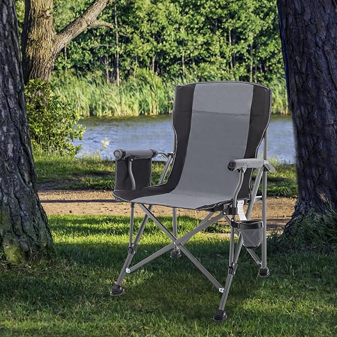 Fishing Chair Camping Chairs Foldable Lawn Beach Portable Campact Chair with Side Pockets and Cup Holder for Adults