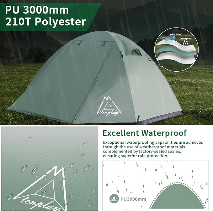 Camping Tent, Easy Setup, 1-2-8-10 Person Waterproof and Portable Tent for Camping Hiking Outdoor