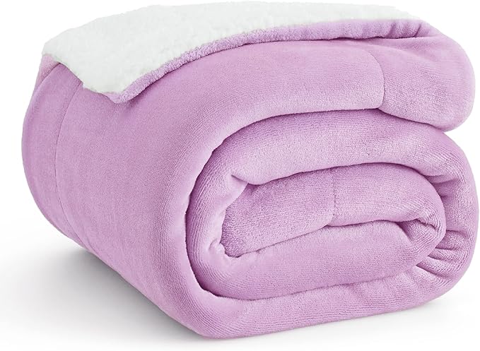 Bedsure Sherpa Fleece Throw Blanket for Couch - Thick and Warm, Soft Fuzzy Plush Throw Blanket for Winter, Lilac, 50x60 Inches
