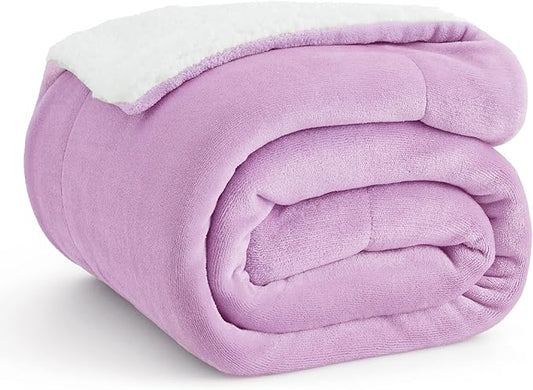 Bedsure Sherpa Fleece Throw Blanket Twin Size for Couch - Thick and Warm, Soft Fuzzy Plush Twin Blanket for Winter, Lilac, 60x80 Inches