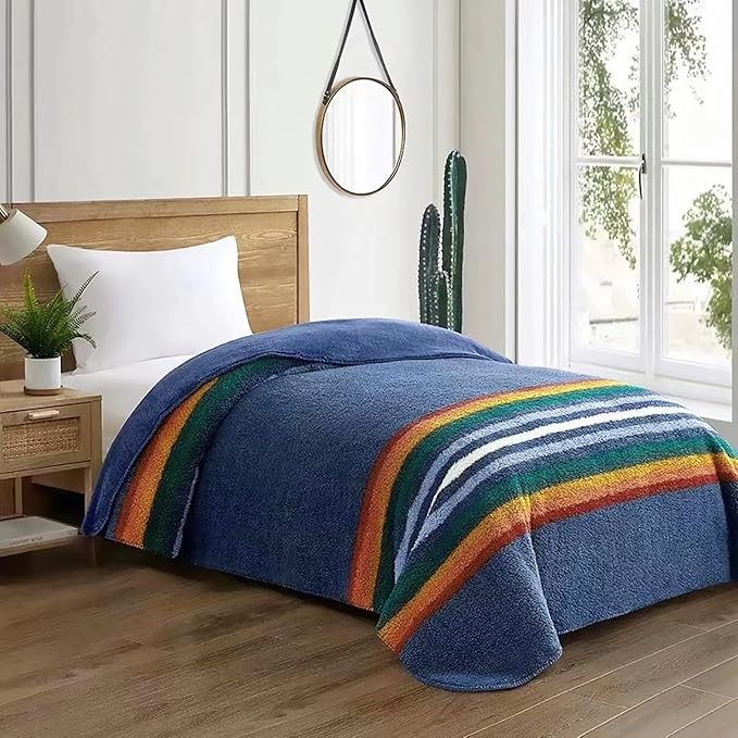 UKELER Boho Sherpa Fleece Blanket 90'' × 112'', Ultra Soft Aztec King Blanket for All Season, Cozy, Plush, Bohemian Throw Blanket for Bed/Couch/Sofa/Office/Camping