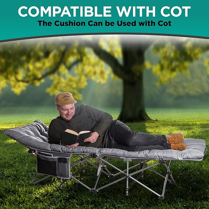 ZONETECH Folding Outdoor Camping Travel Cot and Pad - Premium Quality Lightweight Portable Heavy Duty Adult & Kids w/Large Pocket and Cushion (Gray 2-Pack)