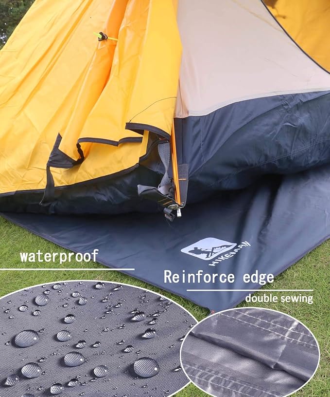 Hikeman Hexagonal Tent Footprint,1-4 Person Ultralight Waterproof Tent Tarp Ground Sheet Mat with 6 Tent Stakes for Camping Hiking Picnic Backpacking(M)