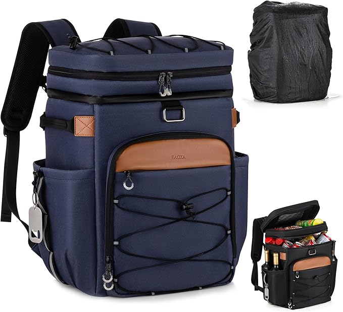 Cooler Backpack with Insulated Waterproof Cover(Extra), 42 Cans Backpack Coolers Insulated Leak Proof, Large Soft Cooler Bag, Portable ice Chest Backpack for Camping Picnic Beach