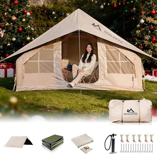 Inflatable Tents for Camping, Large Inflatable Camping Tent with Hand Pump, Easy Setup Tents for 4-6 People, Portable Glamping Tent