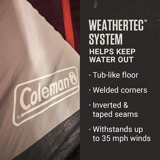 Coleman Skylodge 10-Person Family Tent, Weatherproof XL Tent with Rainfly & Room Divider, Fits 4 Queen-Sized Airbeds, Made of PFAS-Free Materials