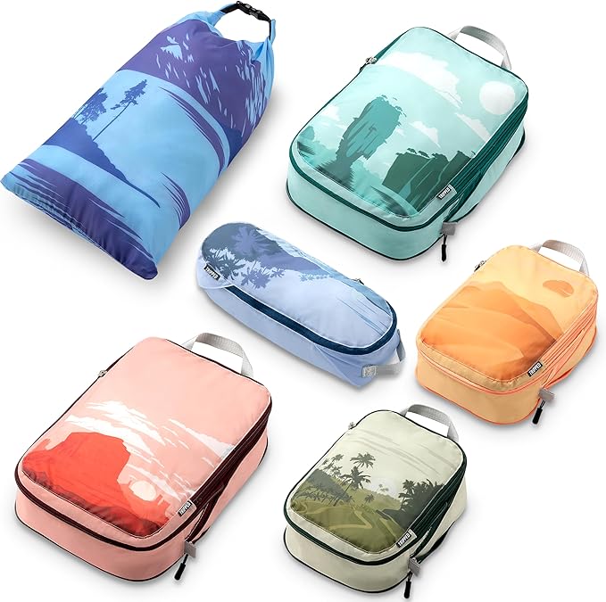 Compression Packing Cubes Set for Carryon Suitcases- Lightweight, Durable Clothes Organizer