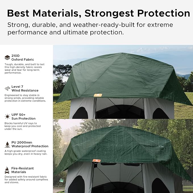 Space Acacia Lite Camping Tent | 2/3/4/8 Person Pop Up Tents for Camping | Lightweight & Durable Beach Tent | Level 7 Wind Resistance, UPF 50+ | Quick Setup for Camping & Backyard