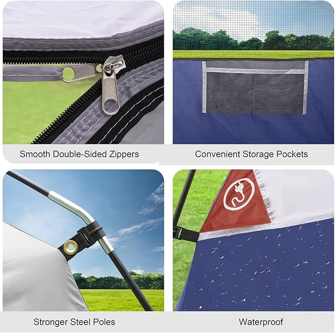 Tents for Camping 4 Person Tent Waterproof Windproof Double Layer Camping Tent, Easy Setup Dome Tent with Large Mesh Windows & Wider Door for Outdoor Camping & Hiking